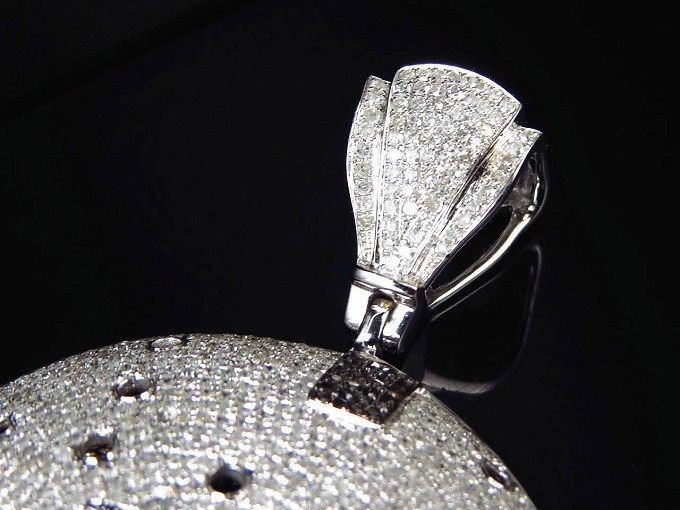 Big 35.50 Gm Solid 925 Silver Round CZ Friday13th Jason Mask Pendant 12.0Ct New*
