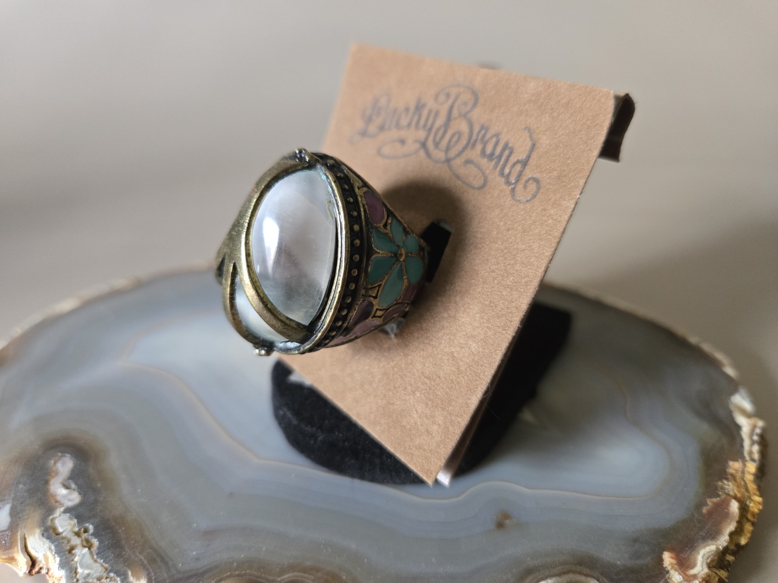 Rare New Lucky Brand Lucky You Vintage 1990s Peace Sign Mood Ring Size 5.5