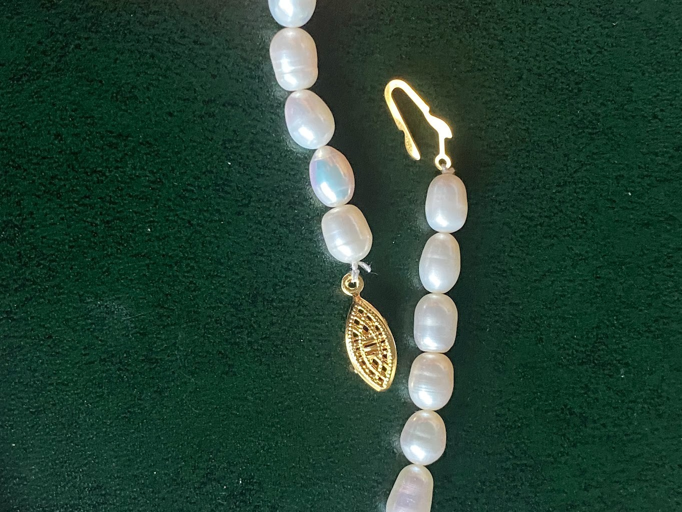 Vintage White Freshwater Cultured Pearl Necklace – 40cm Rice Bead Choker Pin