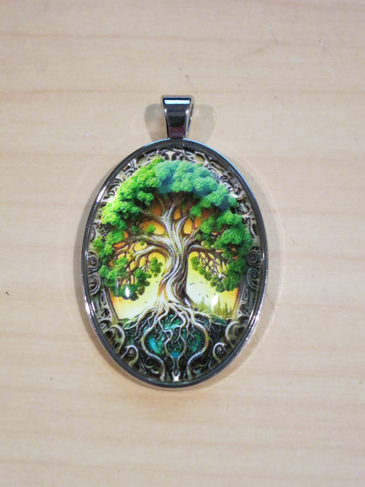 Tree Of Life Oval Jewelry Vintage Silvery Gothic Strength Pendant Necklace