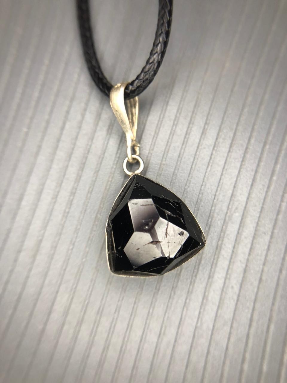 Natural Black Tourmaline Rose Cut Pendant Handmade Gemstone from Afghanistan