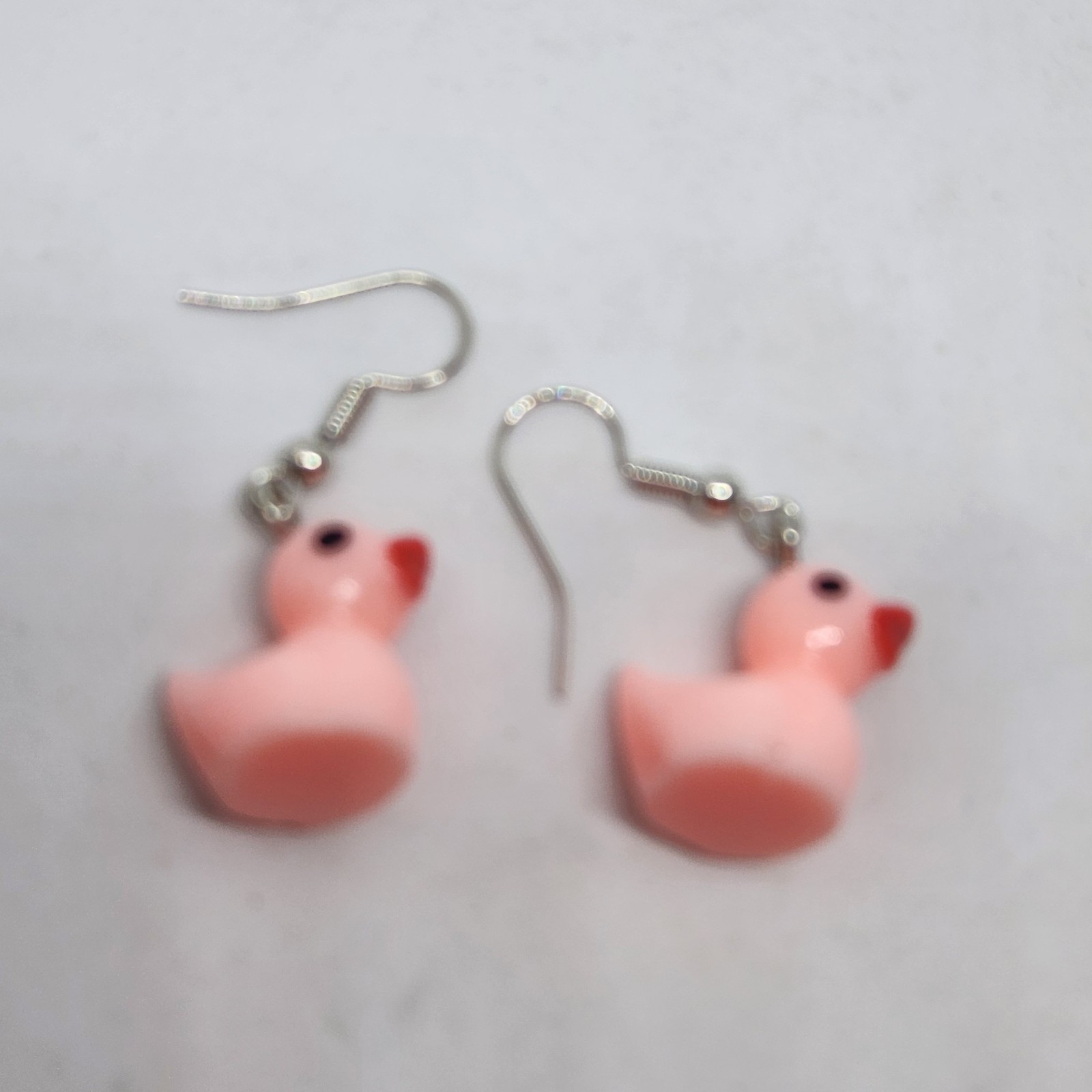 Duck Earrings Pink Acrylic Hook Dangle Fun Cute Gift