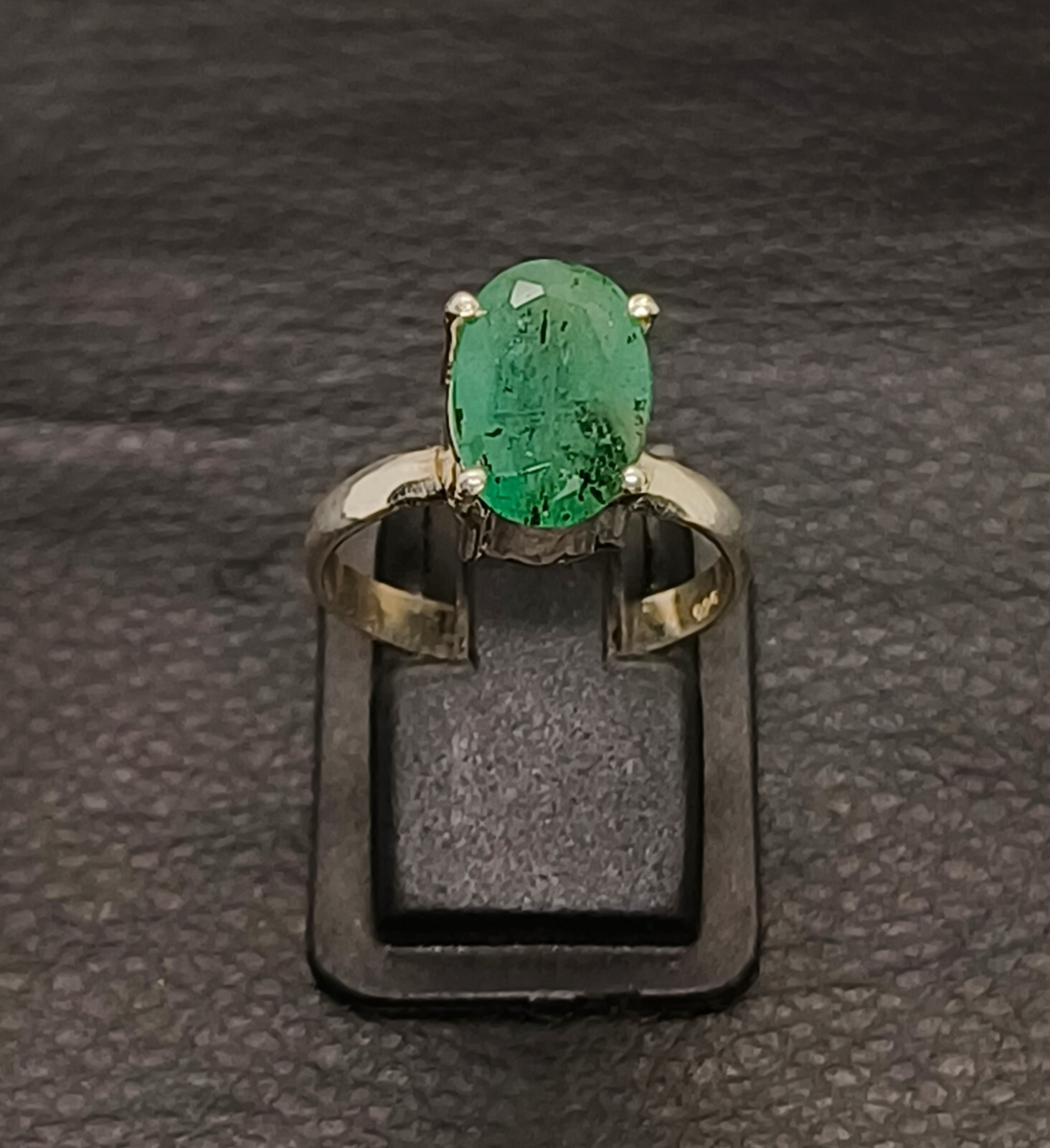 Natural Zambian Emerald Ring Sliver Zambia Green Emerald Ring Stone US Size 6.5