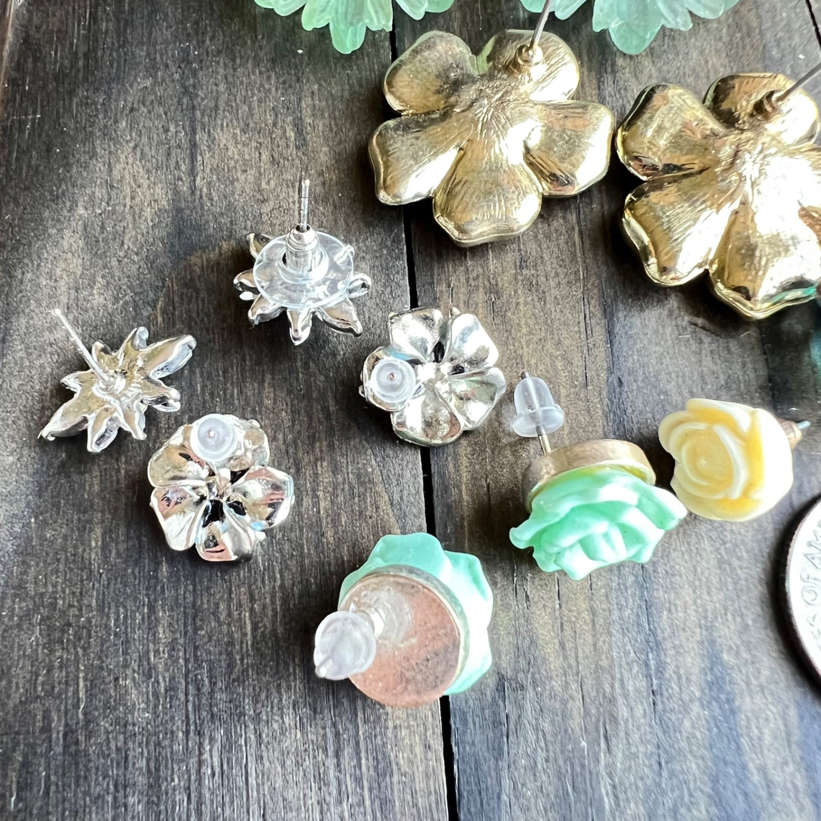 ⁠8 Pair Floral Stud Earring Lot Cottagecore Statement Enamel Flower Resin Retro⁠