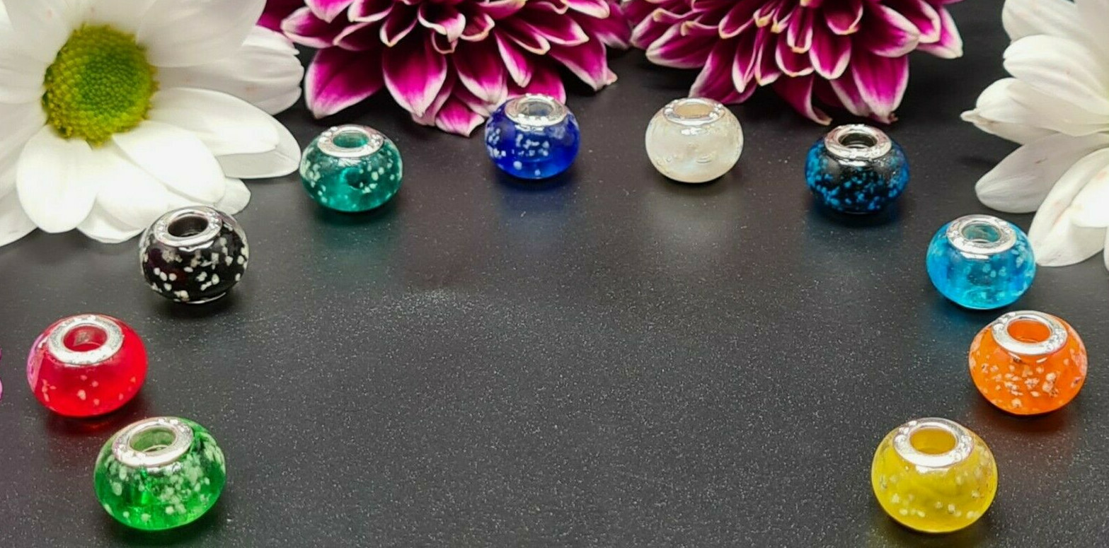 Charm European MURANO GLASS Beads Bracelet Lamp Work GLOW IN THE DARK Pendant UK