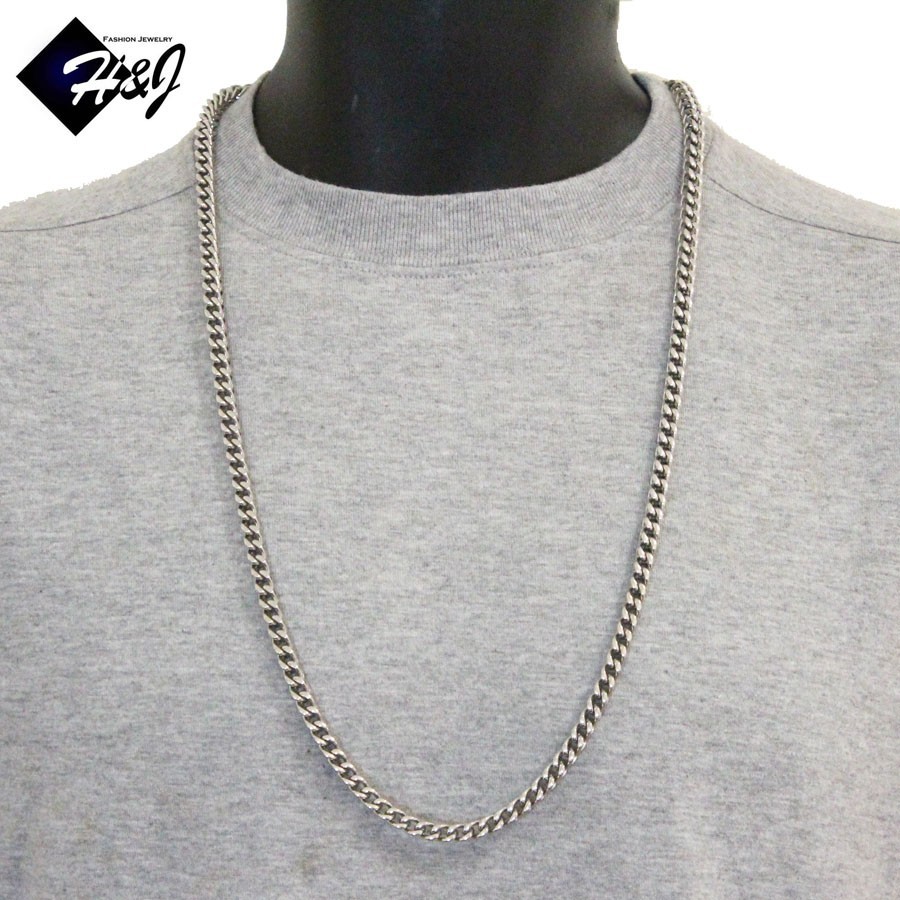 MEN’s Stainless Steel 4.5mm/6mm Silver Cuban Curb Box Chain Necklace*24″30″36″
