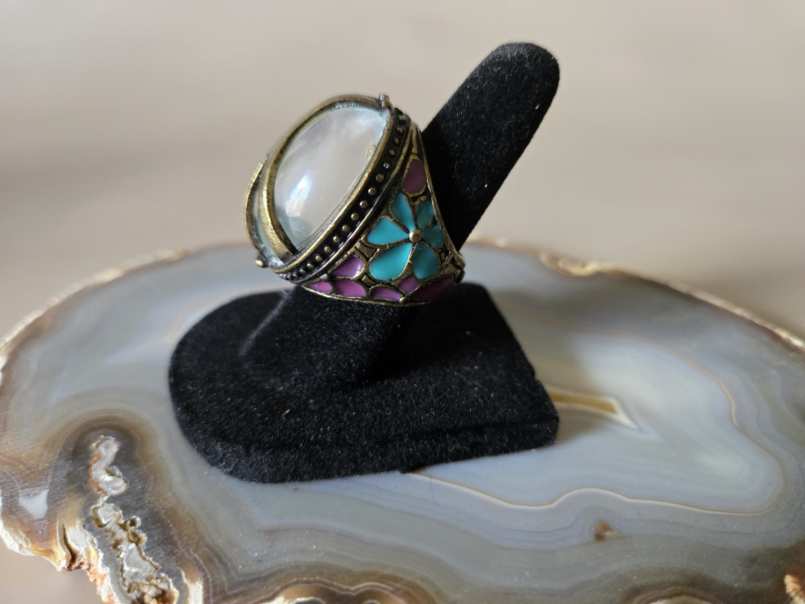 Rare New Lucky Brand Lucky You Vintage 1990s Peace Sign Mood Ring Size 5.5