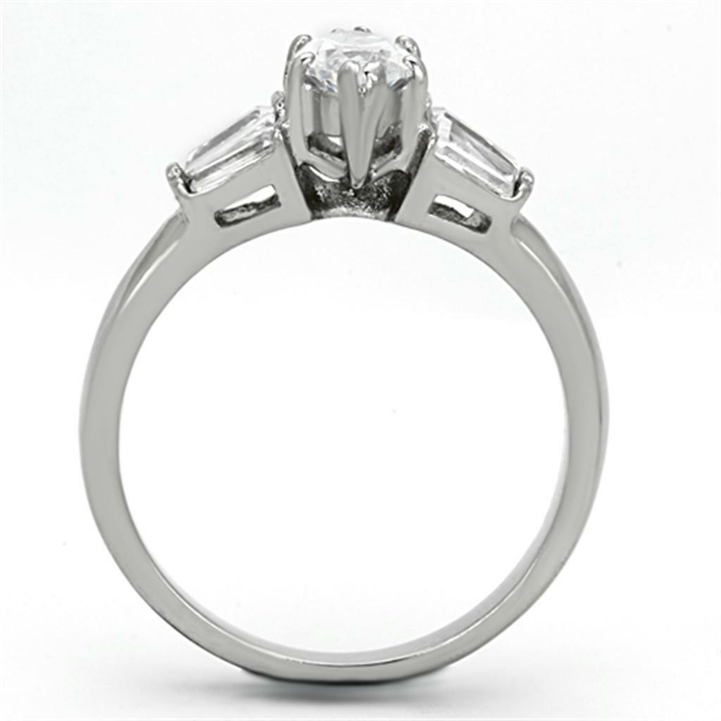 TK1220 – High polished (no plating) Stainless Steel Ring with AAA Grade CZ in