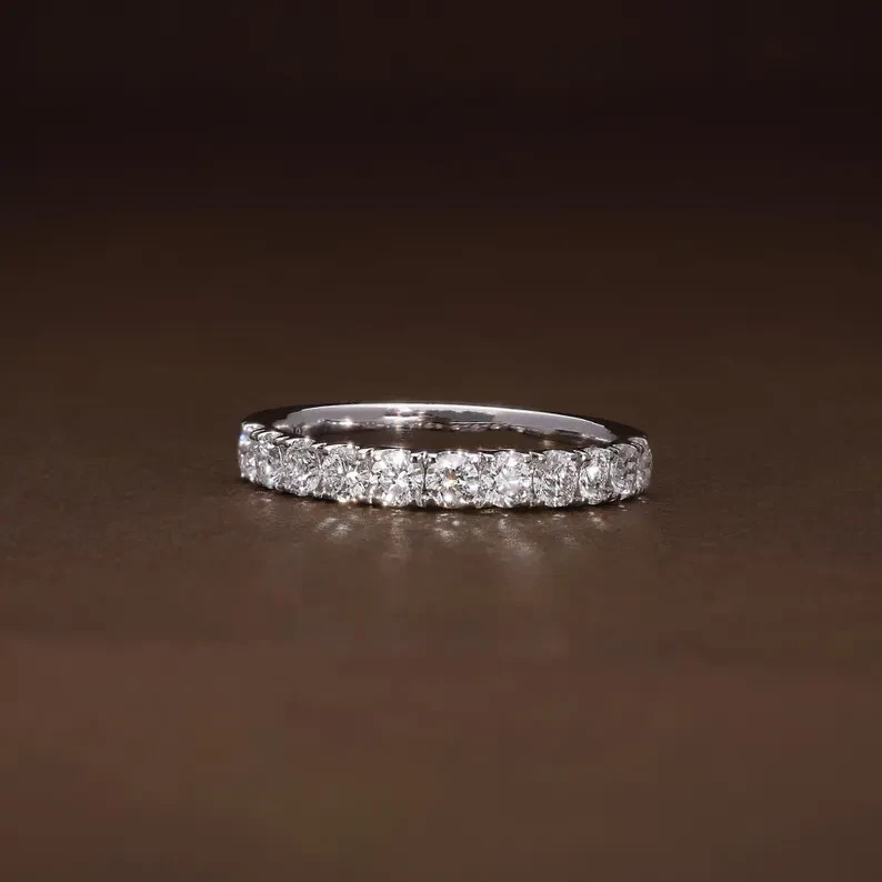 2 Ct Round CutSimulated Diamond Wedding Half Eternity Ring 14k White Gold Plated