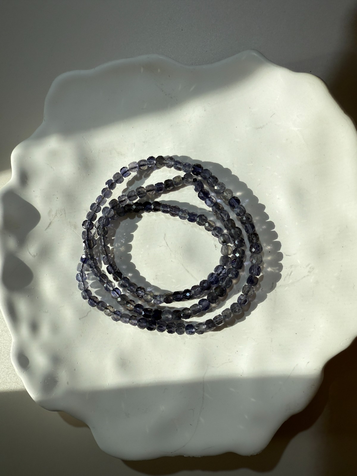 4.5mm Lolite Faceted Cube Beaded Necklace/3-Wrap Bracelet | 堇青切割面项链/三圈手串