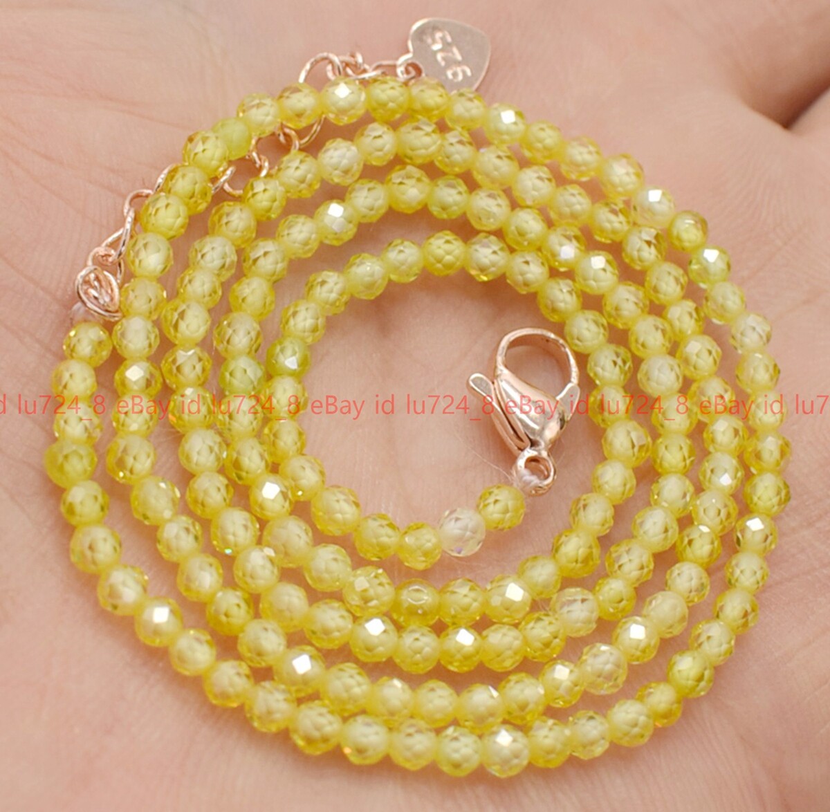 Fashion 3mm Natural Multicolor Zircon Round Faceted Gems Beads Necklace 14-36″