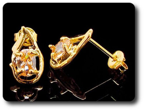 Earrings Orange Sapphire 0 3/32×0 9/32in Gold Plated 18 K&n