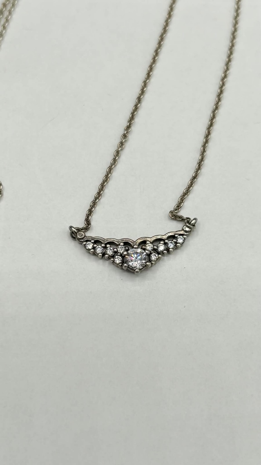 Pandora Sterling Silver Fairytale Tiara Cubic Zirconia 925 Pendant Necklace