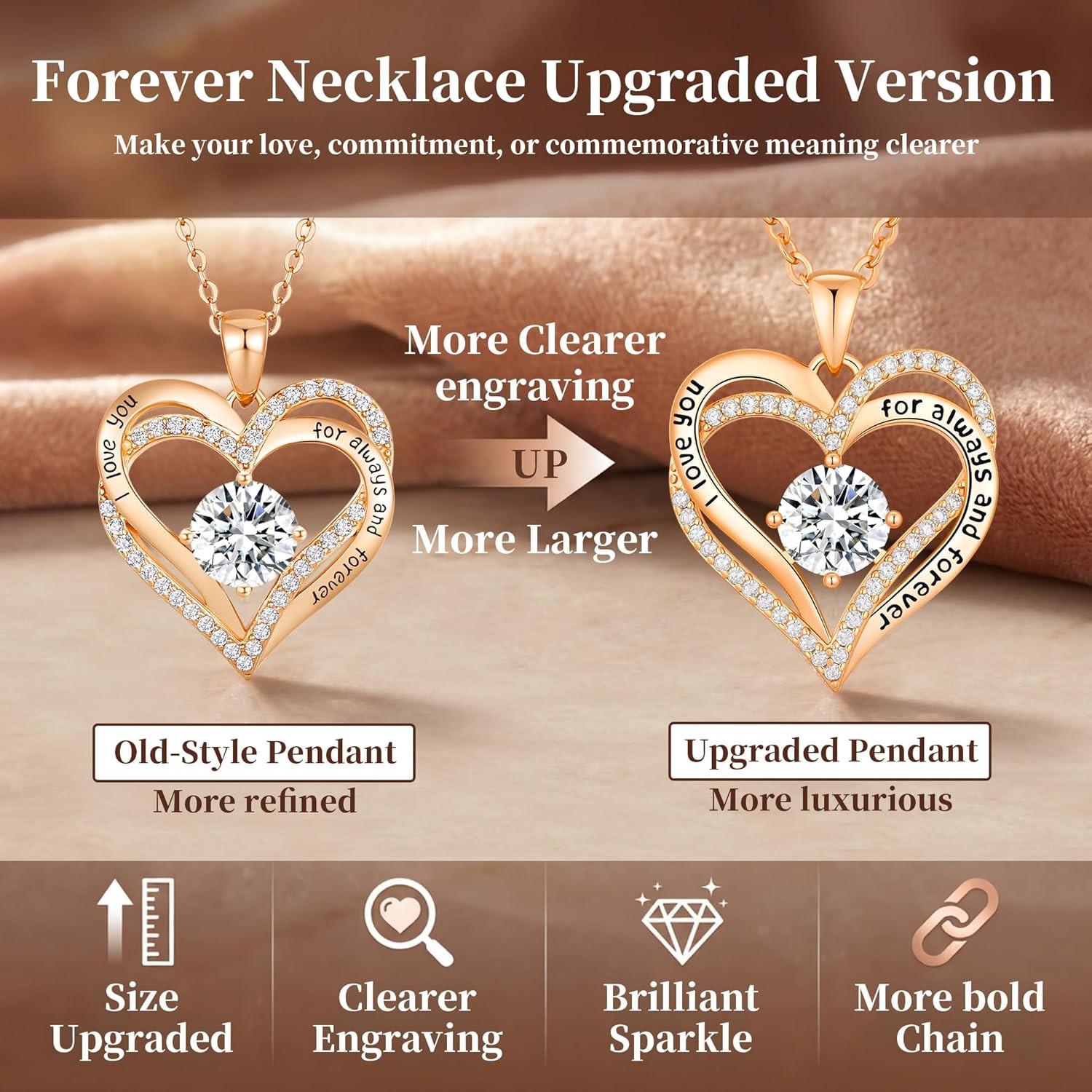 Forever Love Heart Necklaces for Women, Wedding Anniversary, Valentine’S，Birthda