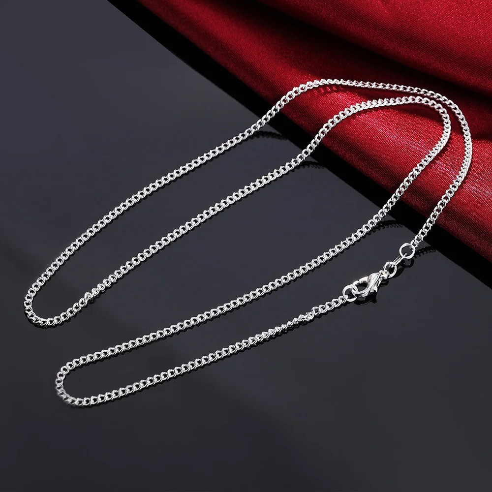 925 Sterling Silver Necklace Classic Chain 2mm 16-30 Inch Length Women Jewelry