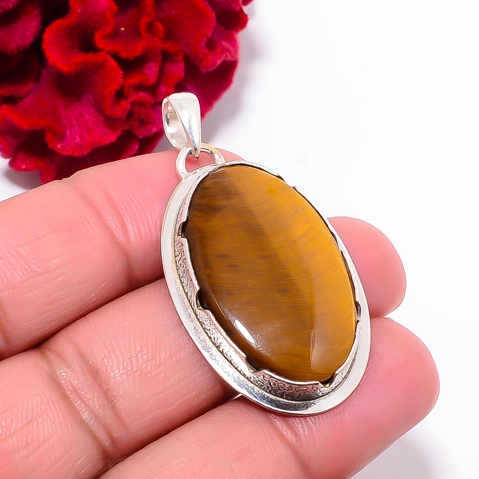 Yellow Tiger Eye – South Africa 925 Sterling Silver Pendant 1.79″ P102059