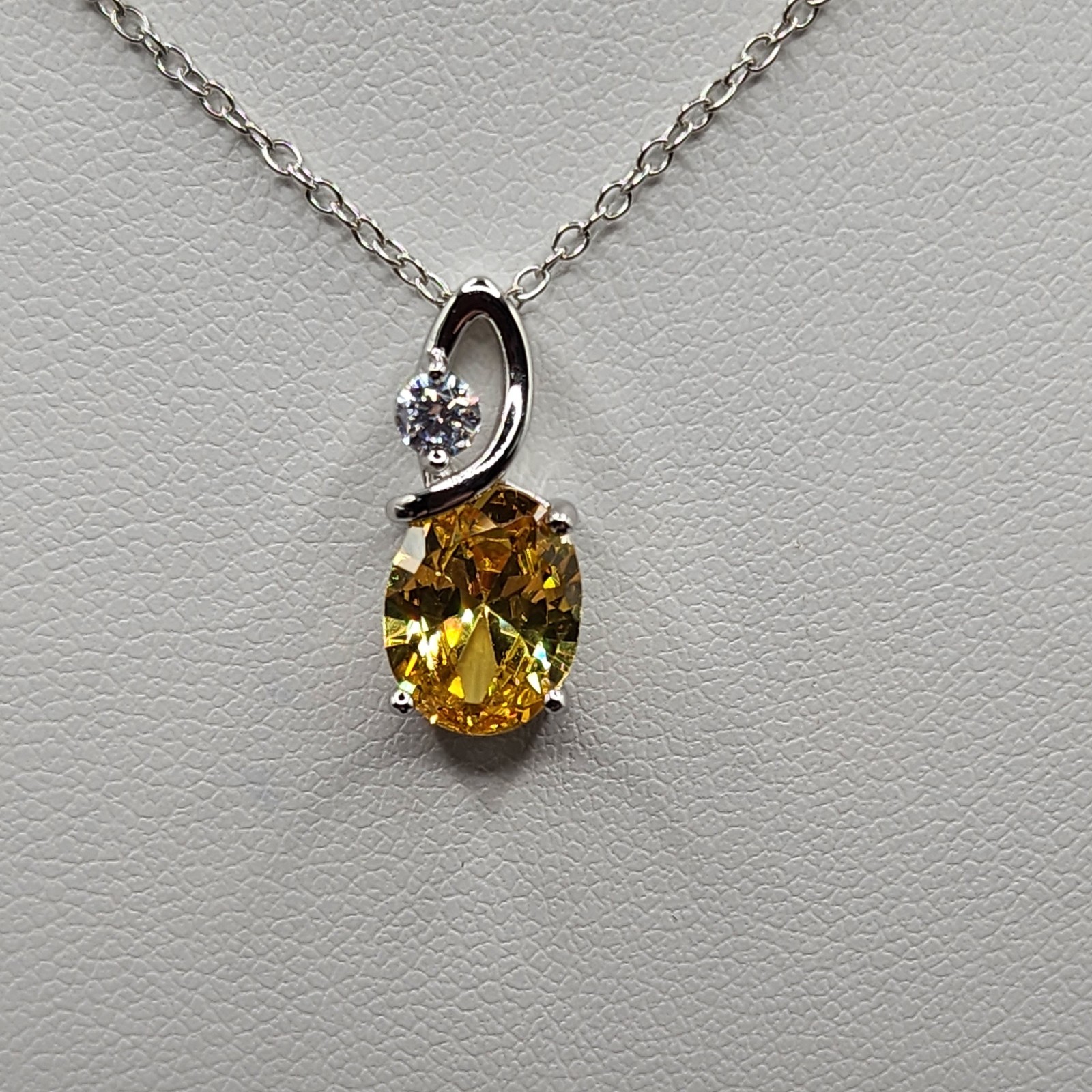 925 NEW Sterling Silver Pendant &Earrings Set Created Topaz &CZ