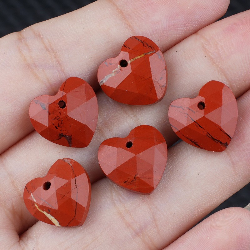 20pcs Mixed Natural Stone Heart Beads 13mm Pendants DIY Jewelry Making Bracelet