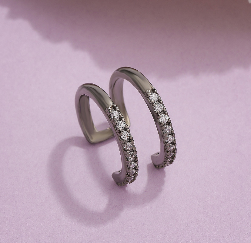 1Pc Silver Plated Double Layers CZ Ear Cuff Earring No Pierced Clip On Gift S13
