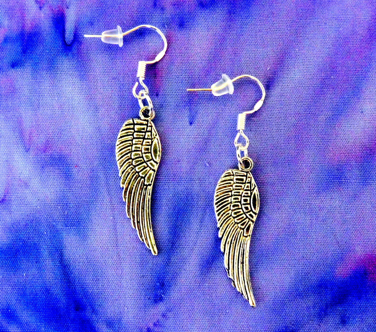 SILVER ANGEL WINGS DANGLE FEATHER CHARM EARRINGS~CHRISTMAS EASTER GIFT FOR HER