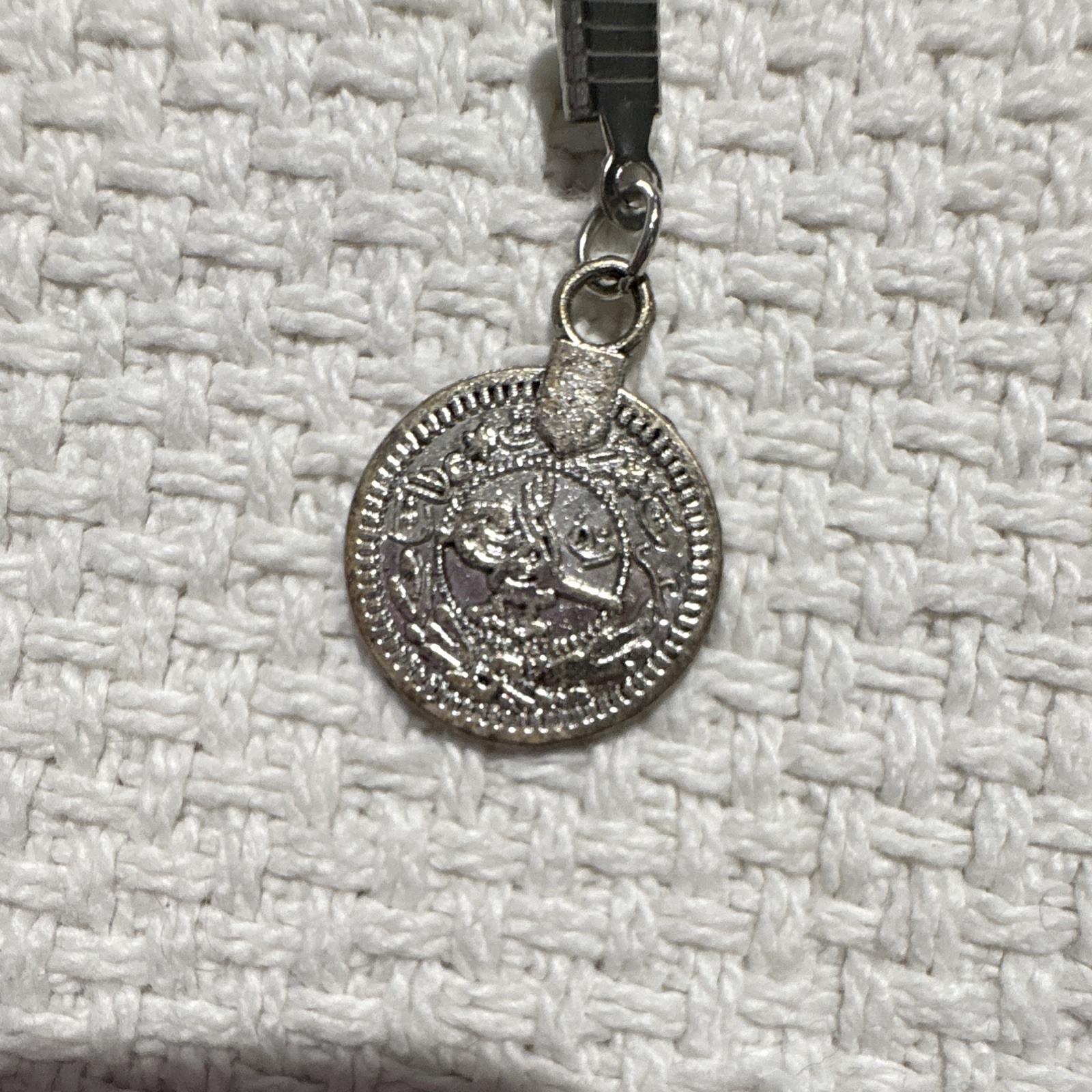 Brown Leather Cord Necklace with Silver-Tone Round Coin Pendant