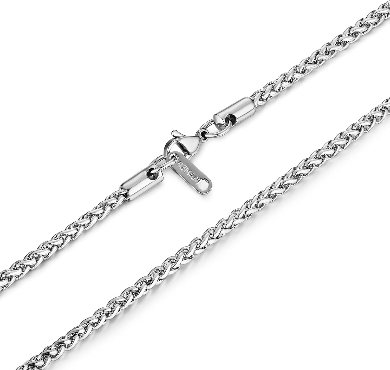 Shimmering Stainless Steel 3mm Wheat Chain Necklace – Perfect for All Occasions