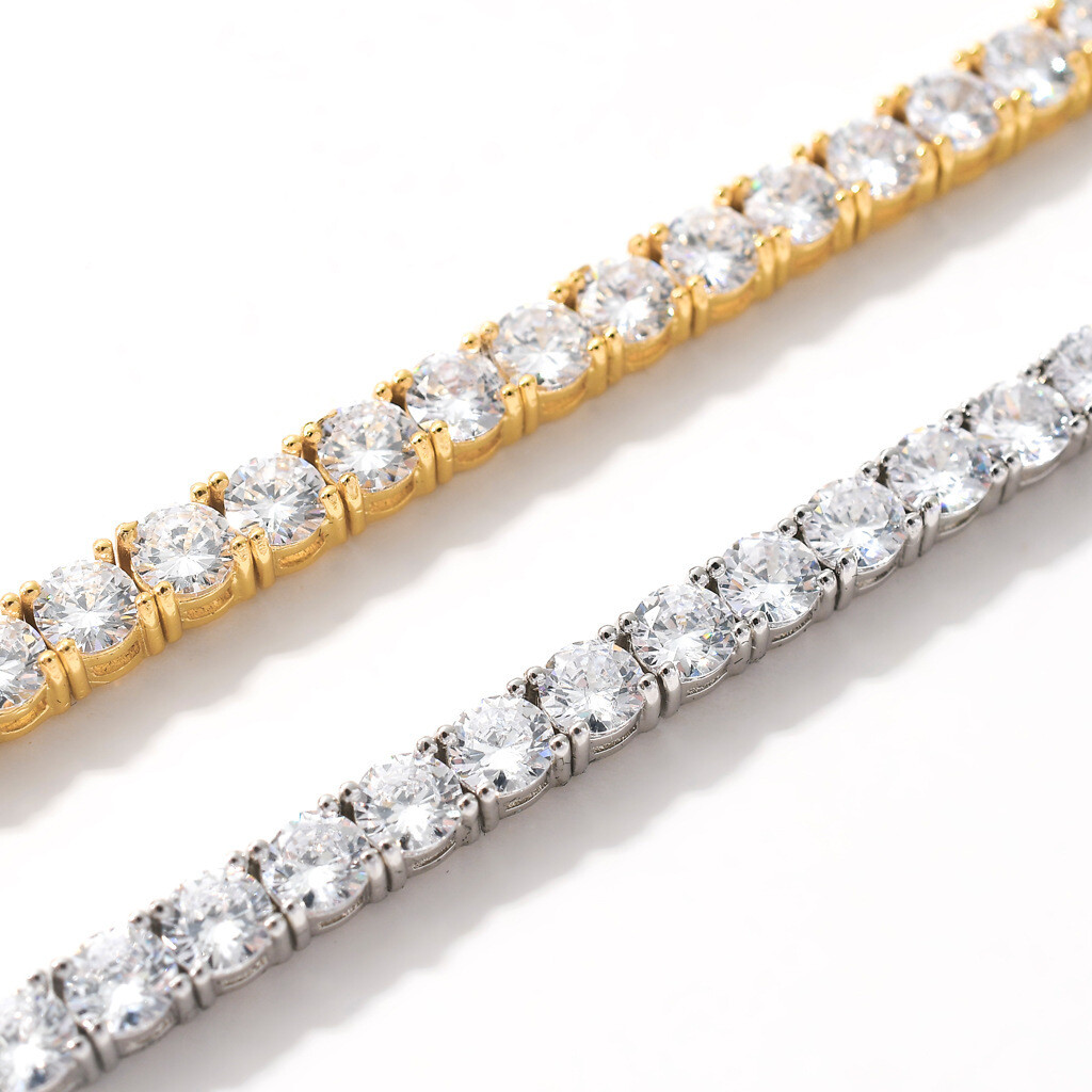 6″-24″ Hip Hop Necklace Bracelets 5A CZ Diamonds Real Gold Plated Tennis Chain