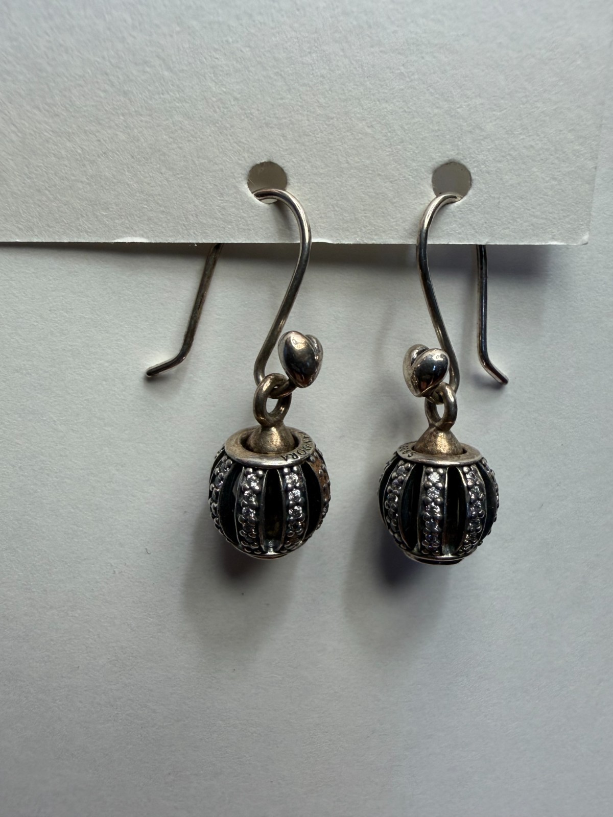 Authentic Sterling Silver Pandora Earrings S925 Shepherds Hook Earring with Bead