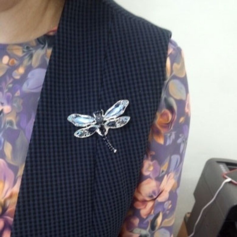 Fashion Crystal Vintage Dragonfly Brooch for Women Large Insect Pin Jewelry Gift