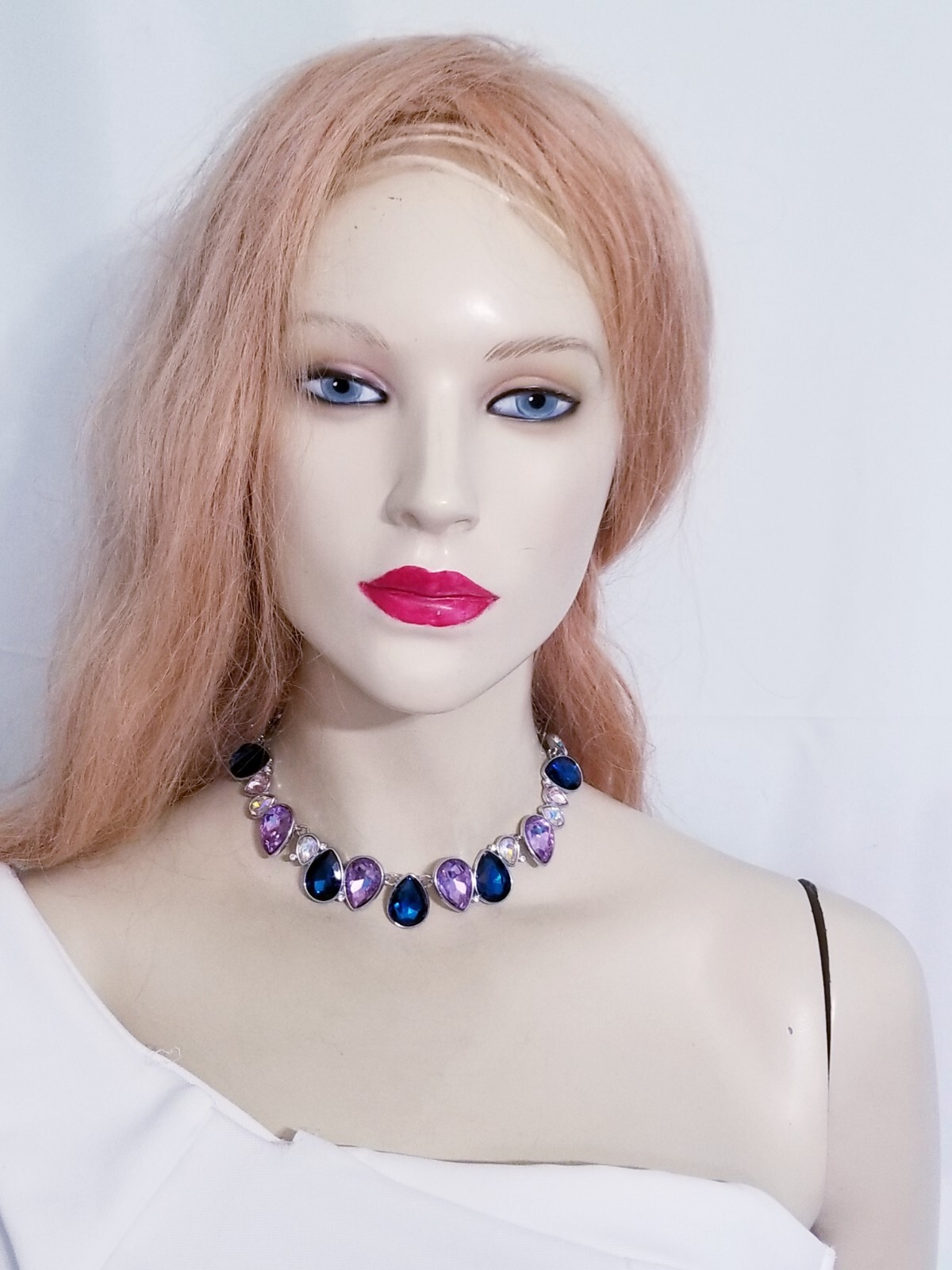 Choker Necklace ONLY Rhinestone Crystal Purple Prom Pageant Bridal