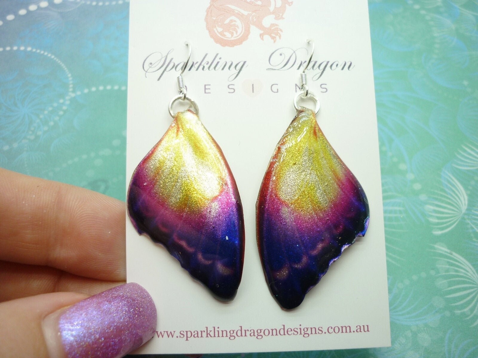 Butterfly Earrings Mystic Sunset – Fairy Jewellery Fun Gift for her, Fairy Wing