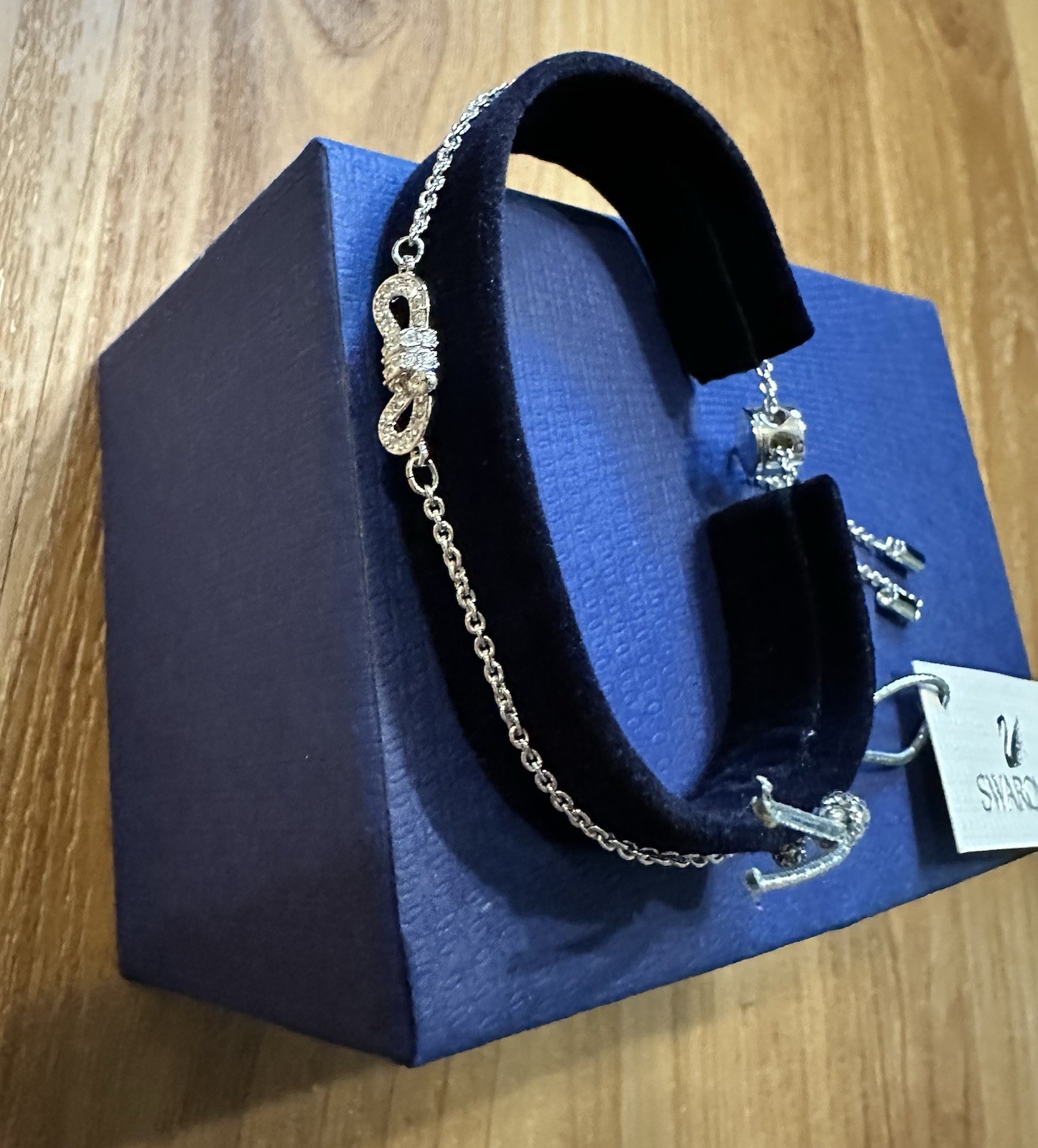 Swarovski Lifelong Bow Slider Bracelet Silver Rhodium Finish NWB ~ FAST SHIPPING