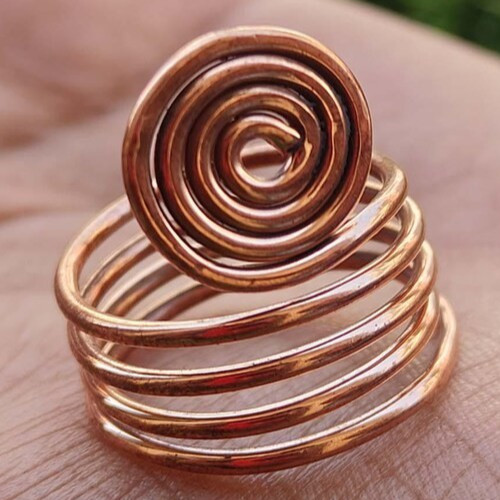 Solid Pure Copper Minimalist Healing Ring, Handmade, Unisex, Spiral Ring