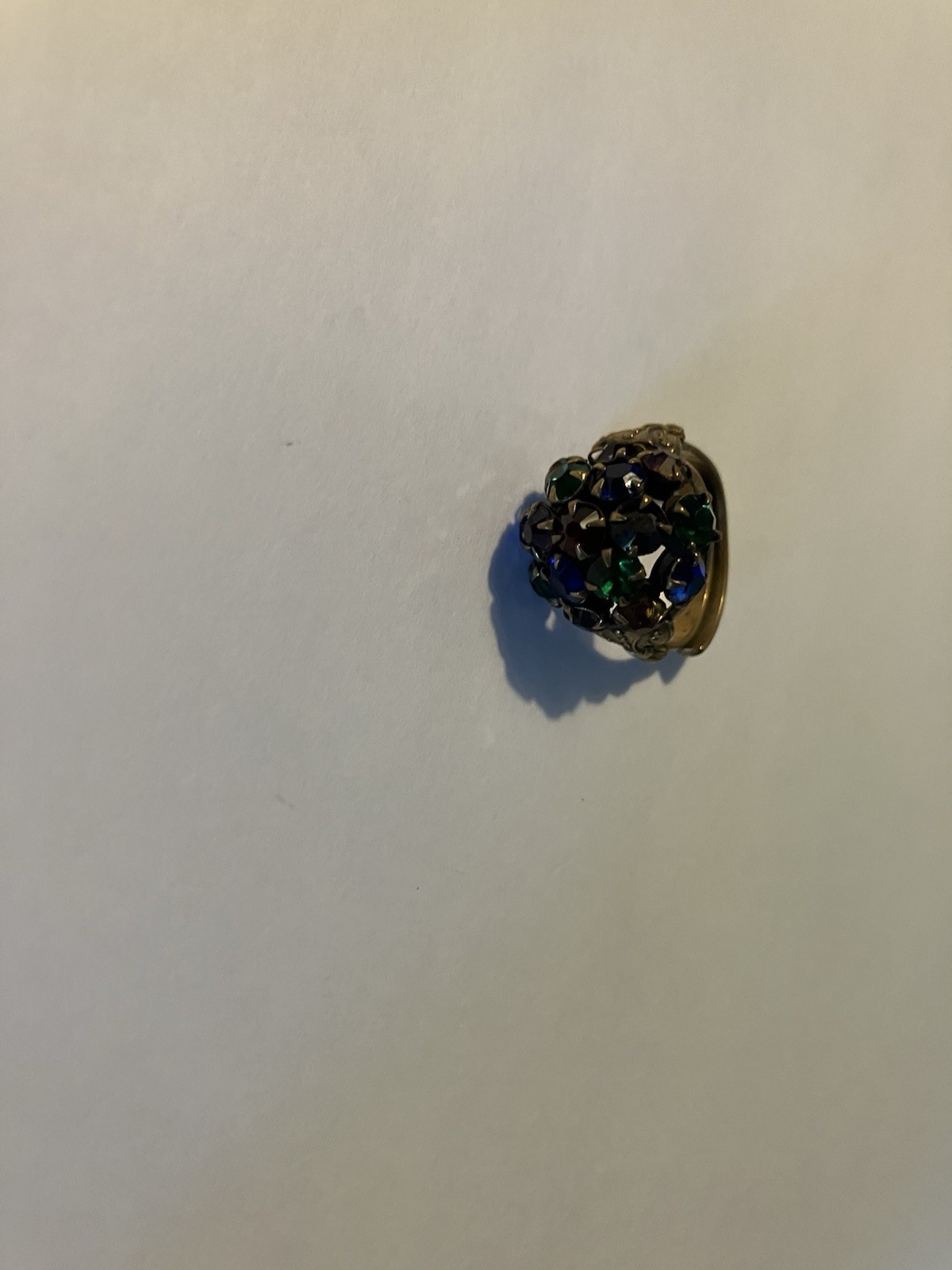 Dome Shaped Red Green Blue Gold Colored Gold Tone Adj Ring Size 6