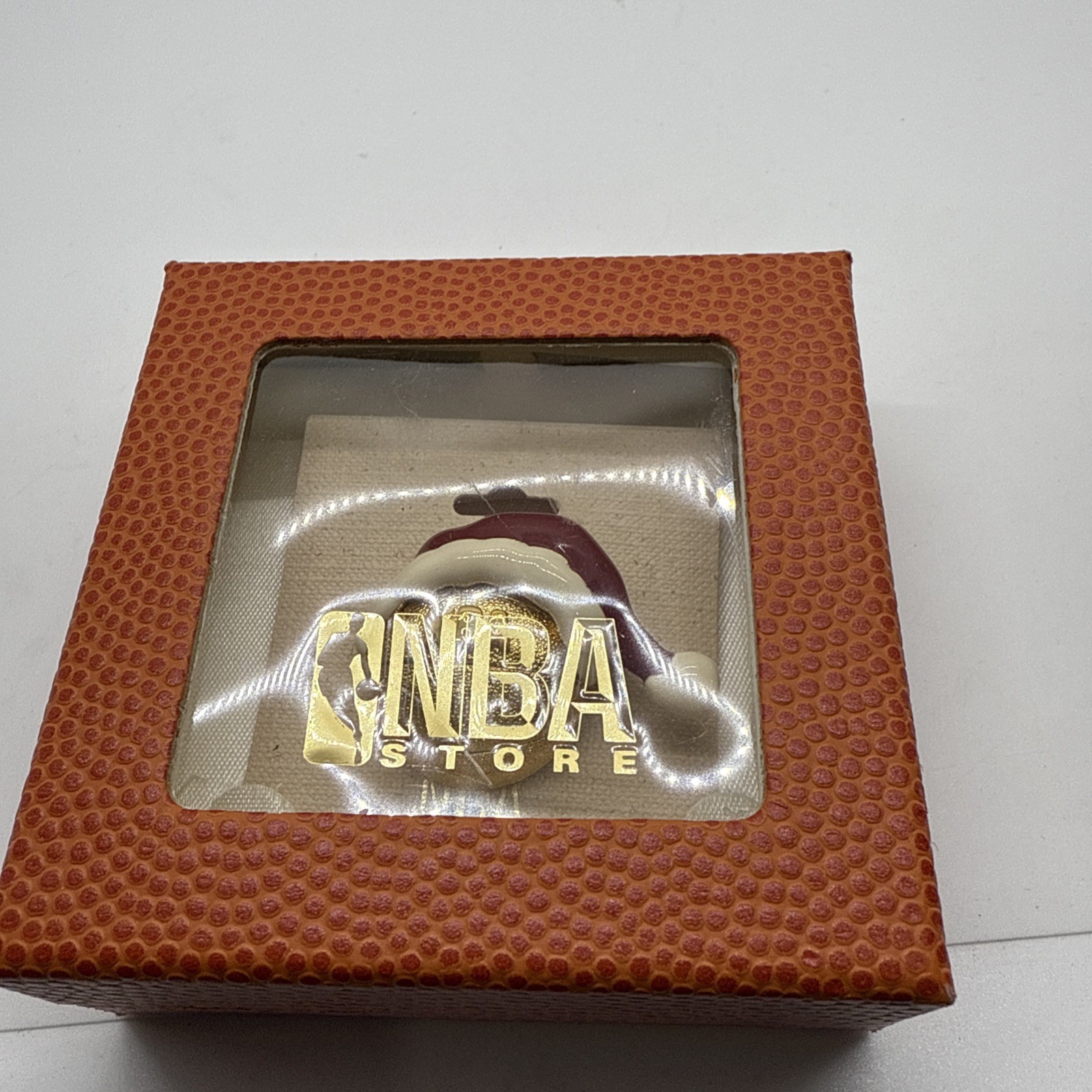 NBA Store Basketball With Festive Santa’s Hat Pin Broch in box