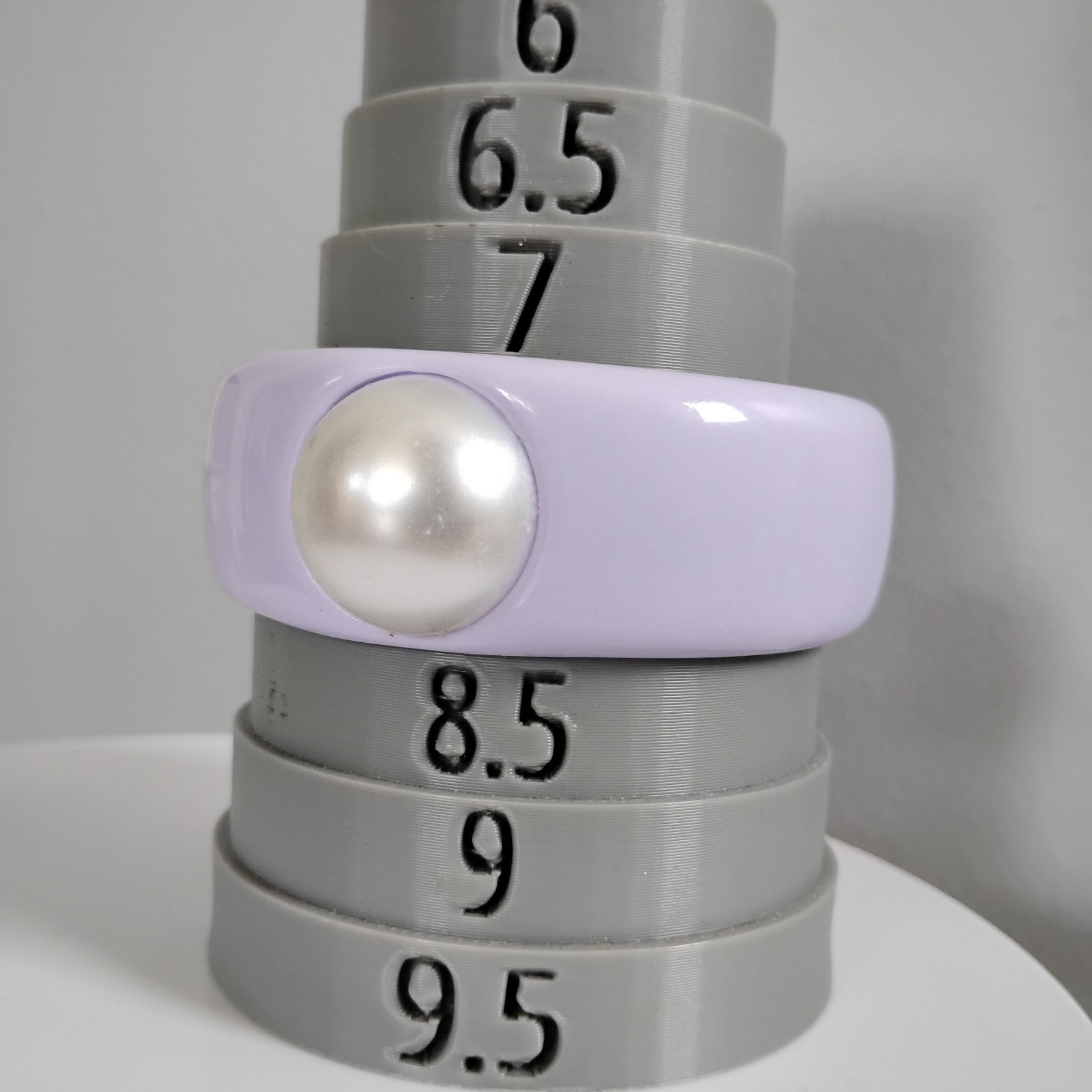 NEW Lilac Purple Chunky Plastic Resin Bangle Sz 8 Bracelet Wide Faux Pearl