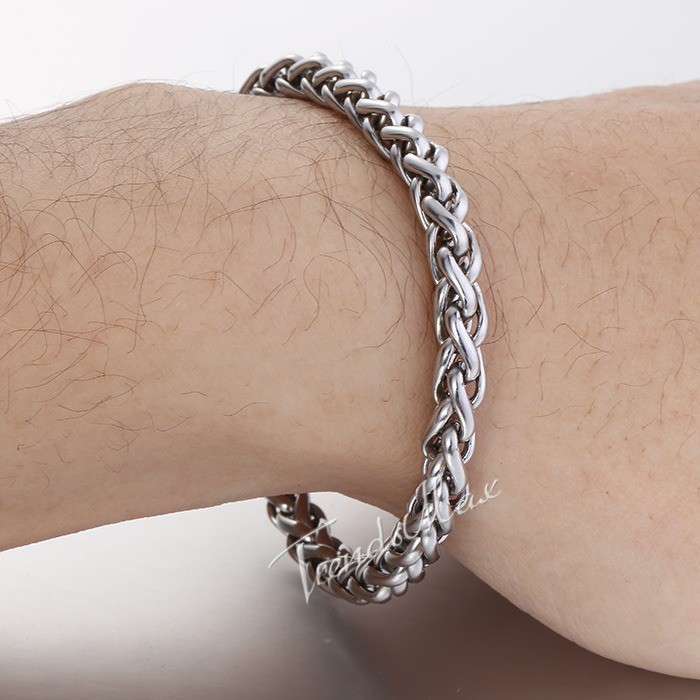 6mm Men’s Chain Wheat Link Franco Bracelet Stainless Steel Jewelry Gift 8/9 inch