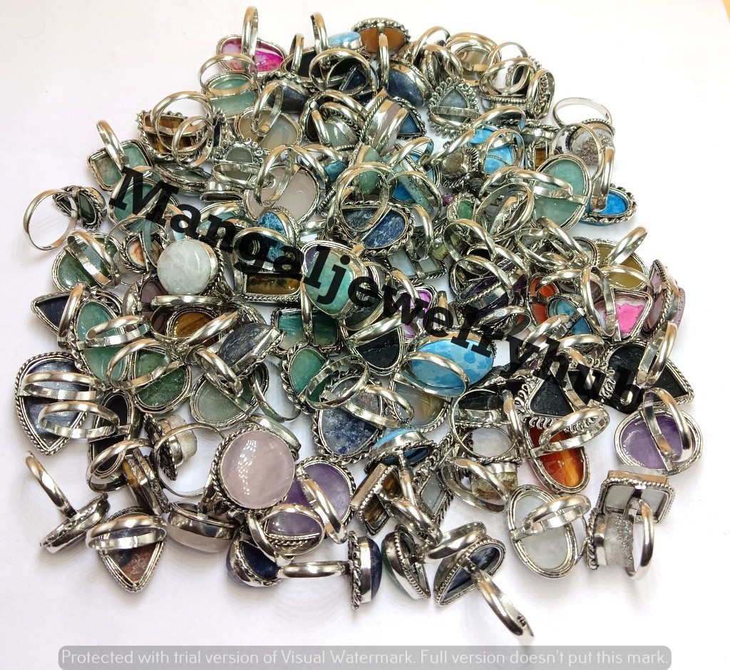 Wholesale Lot! Larimar & Mix Gemstone Rings 925 Sterling Silver Plated Jewelry