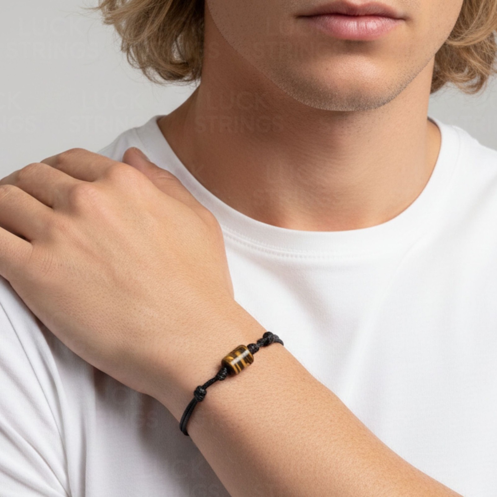 Mens Tiger eye stone bracelet chakra healing gift adjustable minimal unisex gift