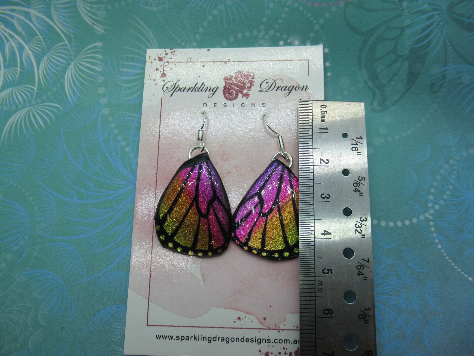 Butterfly Earrings Pink & Yellow Sparkle -Fairy Jewellery Fun Gift for Fairy