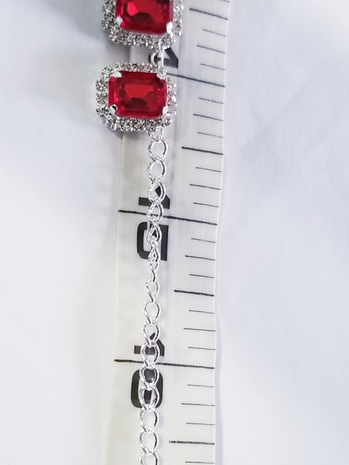 Red Statement Choker Rhinestone Necklace Bridal Prom Pageant Jewelry