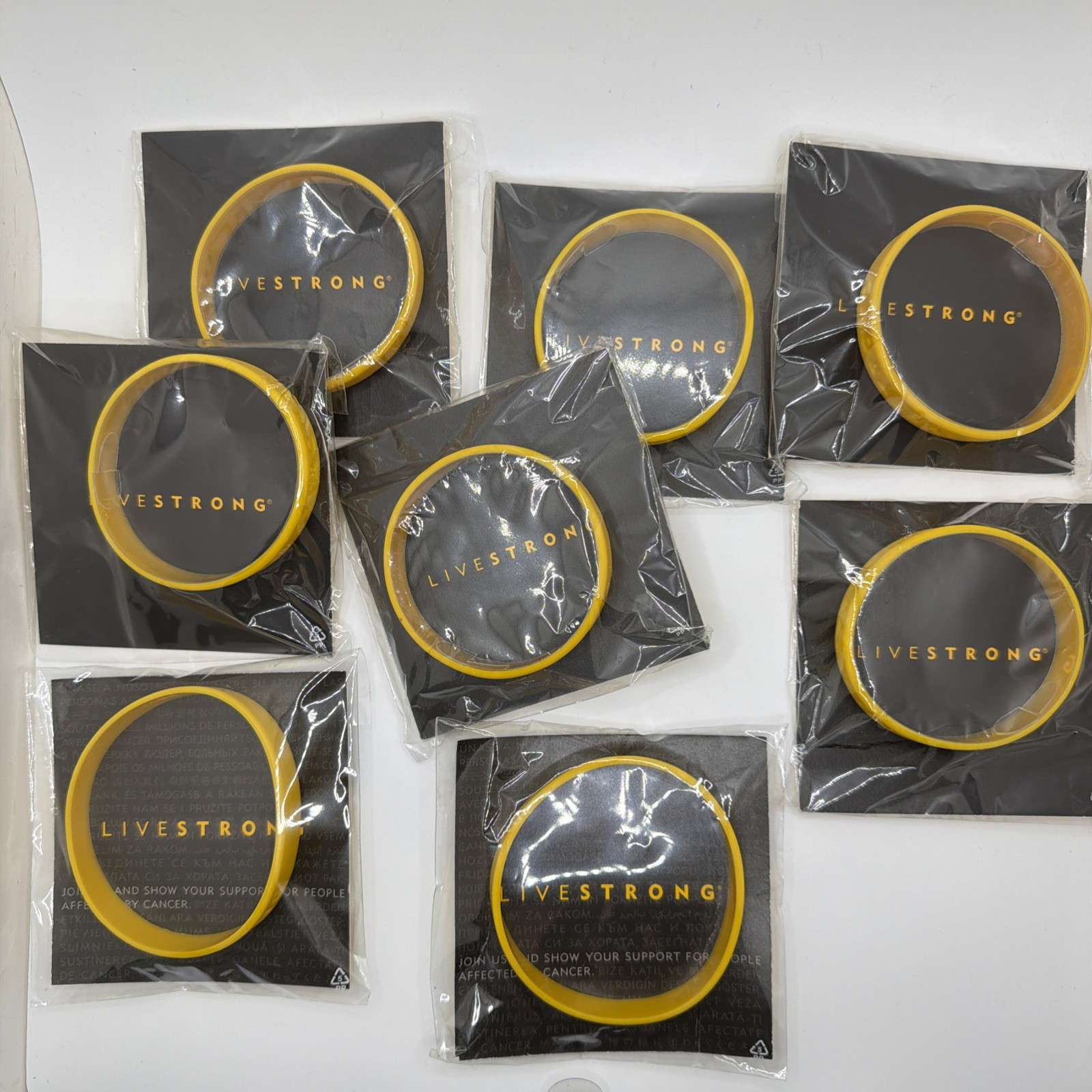 LIVESTRONG Wrist Bracelets – Lot Of 8 – Nike Lance Armstrong – 2 Large & 6 XS