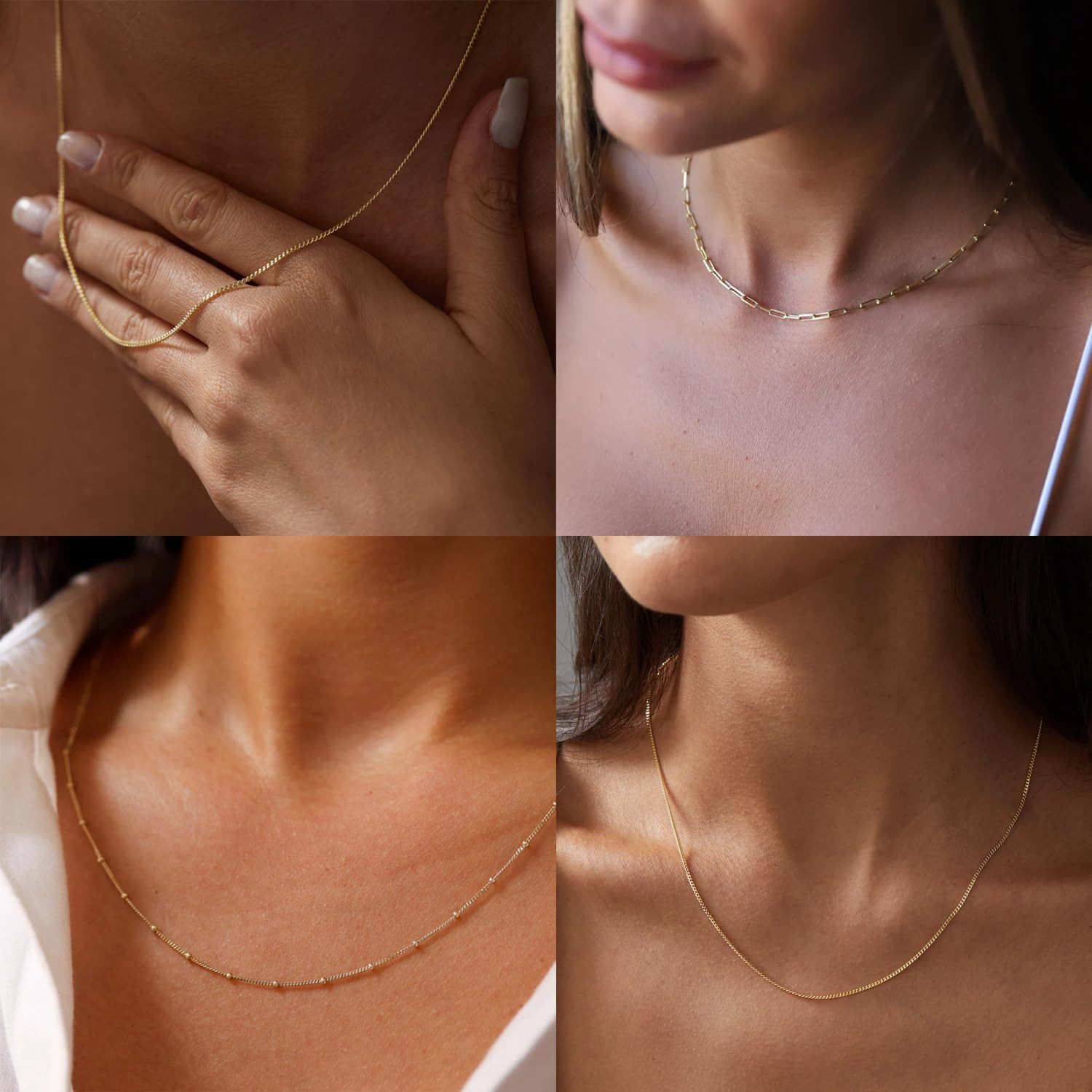 Waterproof Gold Necklace Layered Necklaces for Women Non Tarnish,14K Gold Plated