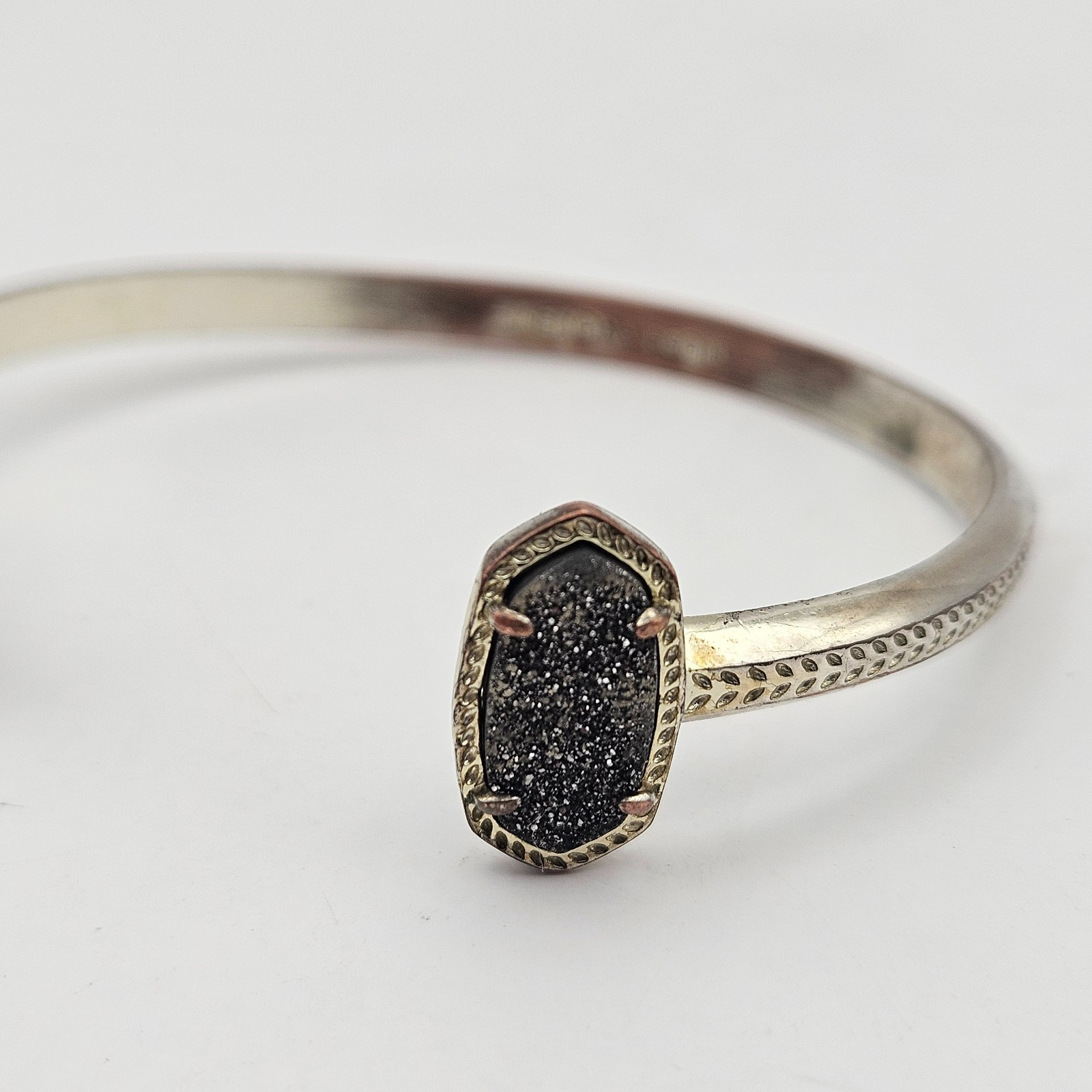 Kendra Scott Elton Open Cuff Bracelet – Black Drusy Stones