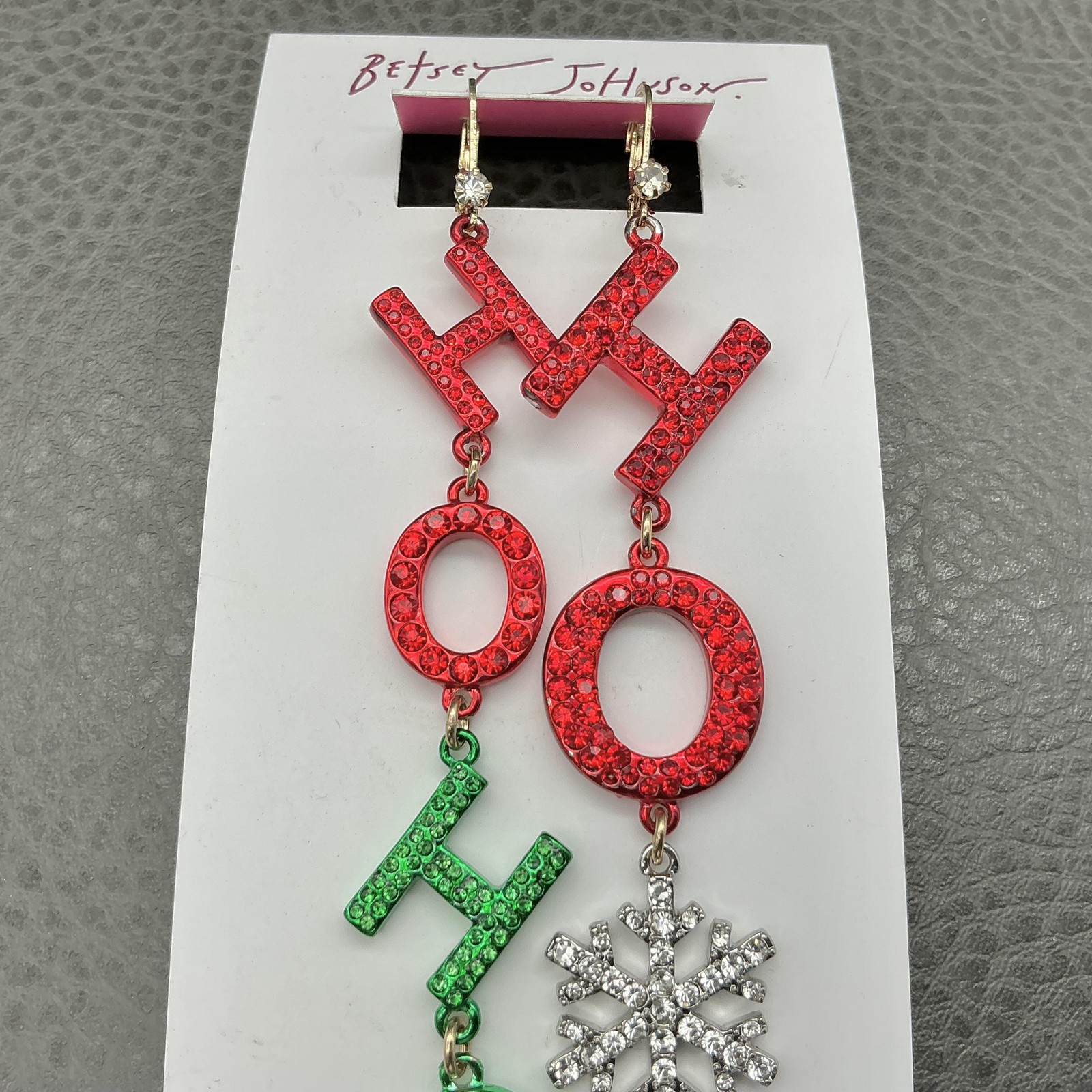 Betsey Johnson Earrings Multicolor Ho Ho Ho Snowflake Dangle Womens Jewelry