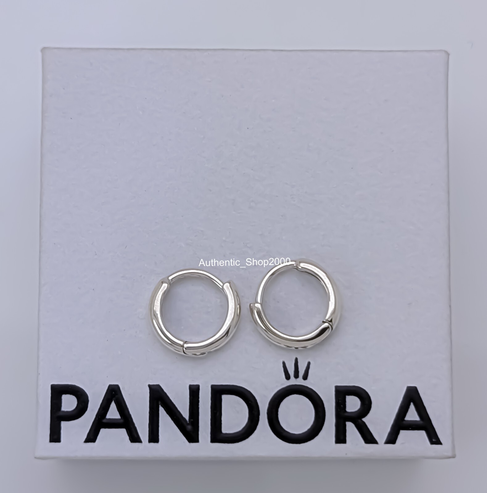 New 100% Authentic PANDORA 925 Silver Round Huggie Hoop Earrings 293286C00