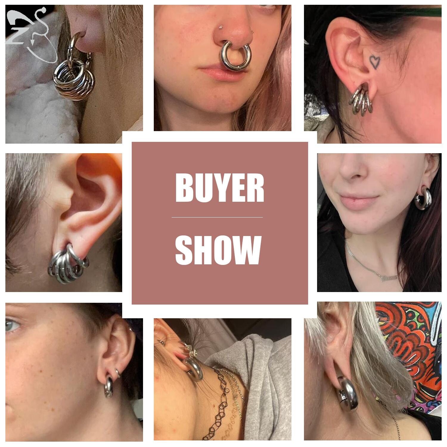 1 Pc Large Size Hoop Earrings Stainless Steel Ear Gauges Punk Septum Piercing