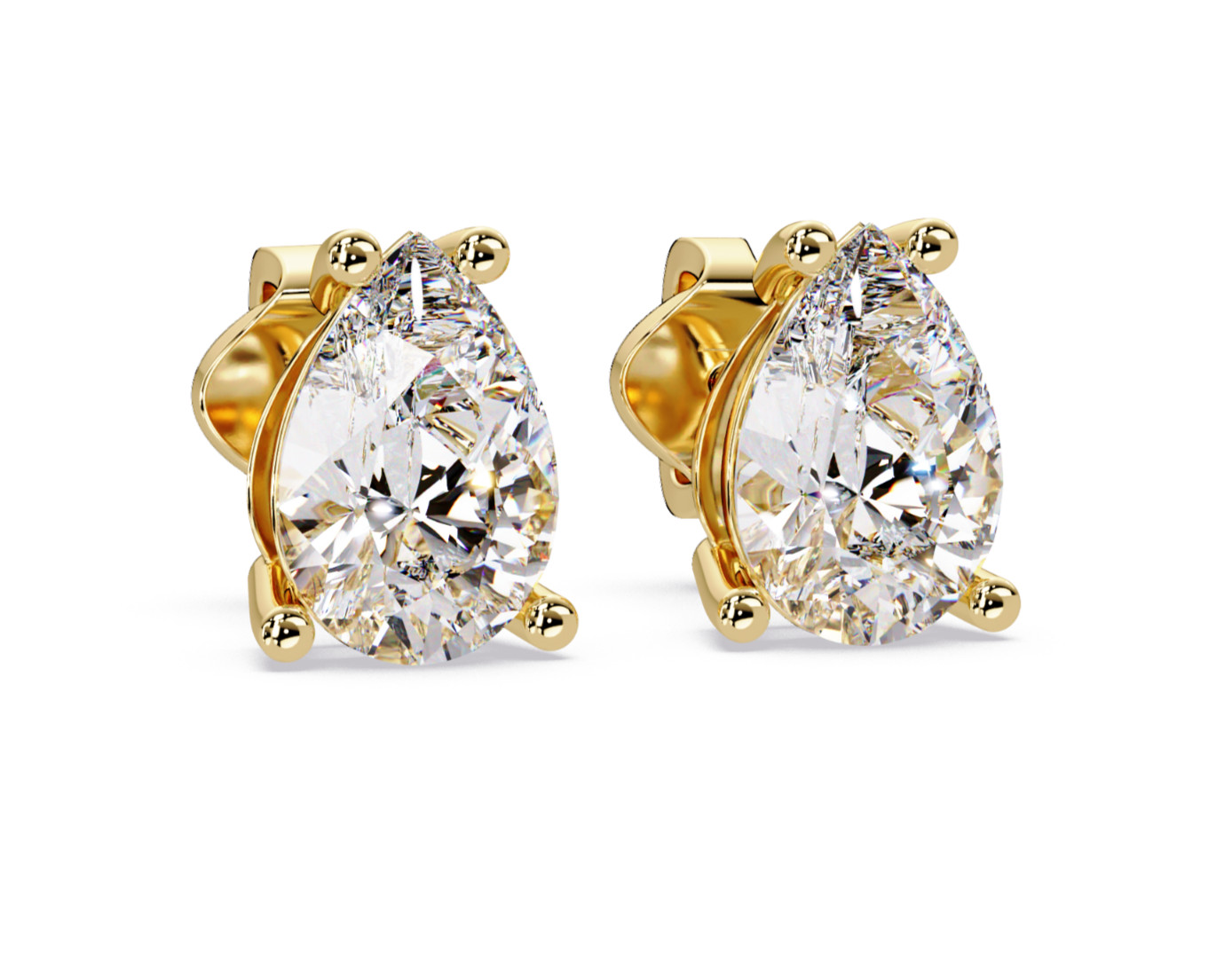 Pear Cut Lab Grown Diamond Stud Earrings 1.00 CTW in 925 Sterling Silver