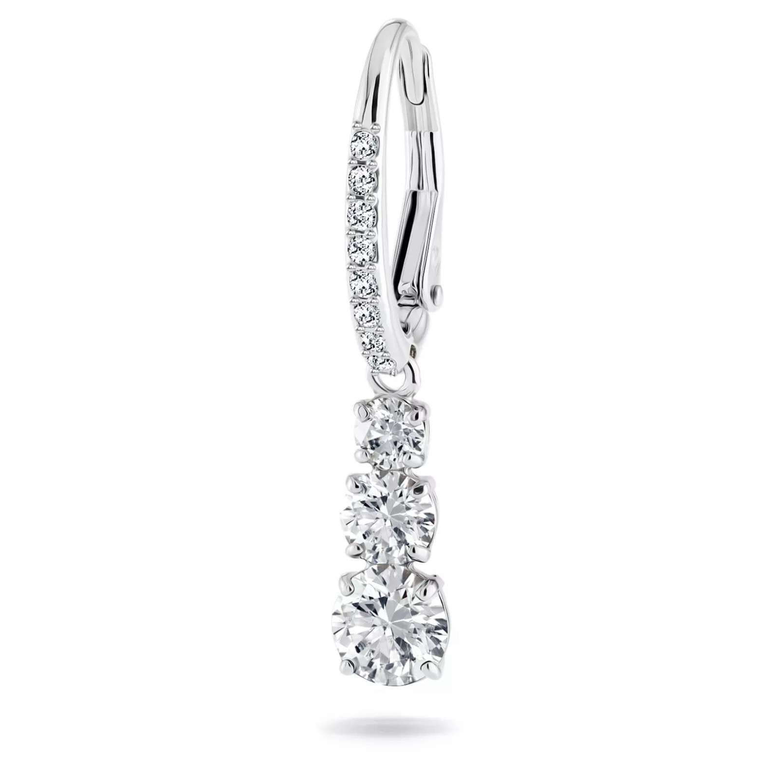 Swarovski Stilla Attract Hoop Earrings Round Cut, White, Rhodium Plated 5416155