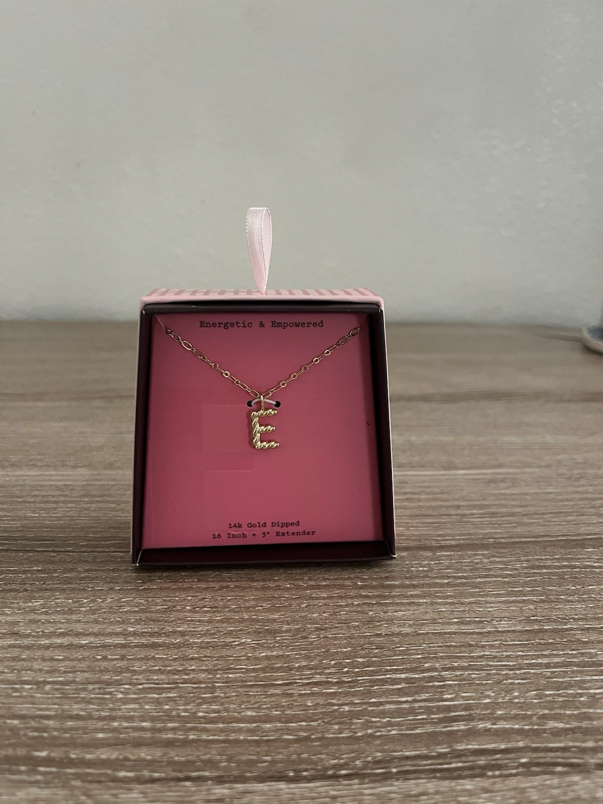 A New Day E Initial Necklace 14k Gold Dipped, 16 Inch + 3” Extender